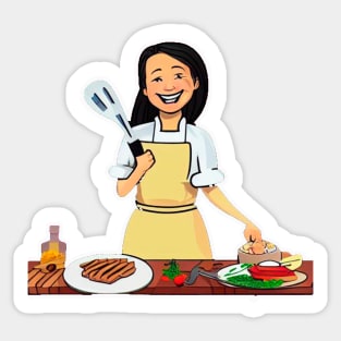 A cartoon of a chef smiling Sticker